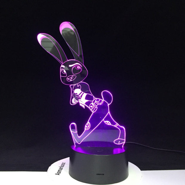 Crazy Animal City Judy Rabbit Night Light for Children Colors Changing Gift Nightlights Cartoon 3D Led Night Light Dropship 515