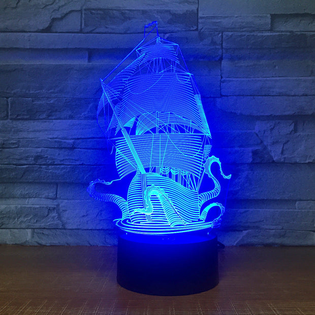 Dragon Boat Ship Design Shape 3d lamp Table Lamp Acrylic Creative Decorations Bedroom Sleeping Nightlight Gift Dropshipping