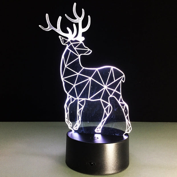 3D Deer Plastic Desk Lamp Table Lights Handcraft LED Night Light Bedroom Christmas Toy 7 Colors Gift USB Plug Drop Shipping