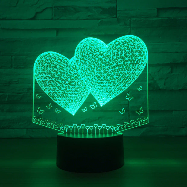 Double Two Heart 3d Lamp 7 Colors Led Night Lamp For Friends Touch Led Usb Table Lampara Lampe Sleeping Nightlight Drop Shipping