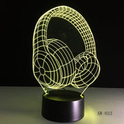 3D DJ Headphone Illlusion Lamp Studio Monitor Headset Hifi Music Earphone 3d Night Light Colorful Table Lamp Home Gift AW-033