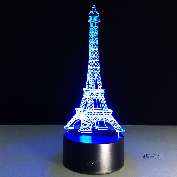 3D Night Light 7 Color Eiffel Tower Desk Lamp Remote Touch USB LED Night Light Home Decor Christmas Gift For Children AW-041