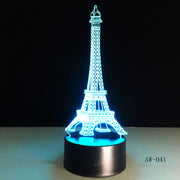 3D Night Light 7 Color Eiffel Tower Desk Lamp Remote Touch USB LED Night Light Home Decor Christmas Gift For Children AW-041