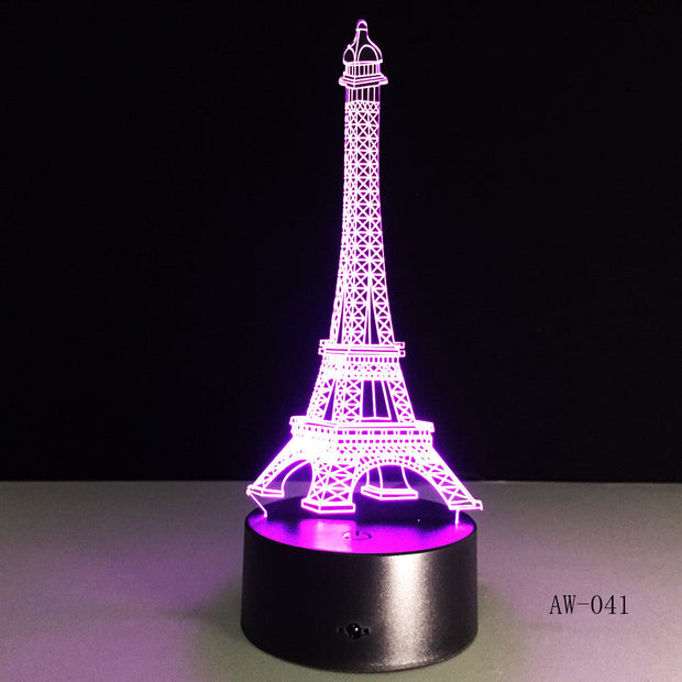 3D Night Light 7 Color Eiffel Tower Desk Lamp Remote Touch USB LED Night Light Home Decor Christmas Gift For Children AW-041