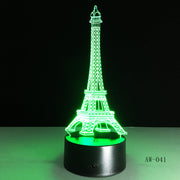 3D Night Light 7 Color Eiffel Tower Desk Lamp Remote Touch USB LED Night Light Home Decor Christmas Gift For Children AW-041