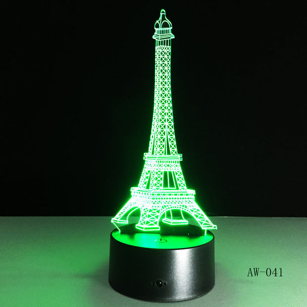 3D Night Light 7 Color Eiffel Tower Desk Lamp Remote Touch USB LED Night Light Home Decor Christmas Gift For Children AW-041