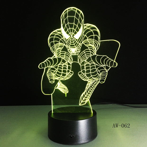 Superhero Man Figure Spiderman 3D Lamp 7 Color Led Gradient Night Light Kids Lampara Sleeping Creative Festival Gift AW-062