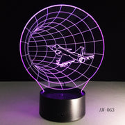 3D LED Night Lights Plane Time Tunnel 7 Colors Change Touch Switch Atmosphere Novelty Lamp for Home Decor Visual Gift AW-063