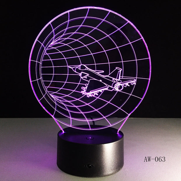 3D LED Night Lights Plane Time Tunnel 7 Colors Change Touch Switch Atmosphere Novelty Lamp for Home Decor Visual Gift AW-063