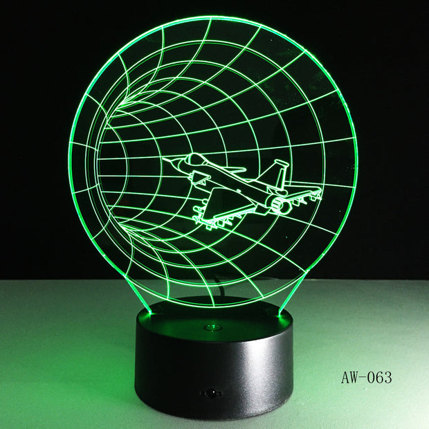 3D LED Night Lights Plane Time Tunnel 7 Colors Change Touch Switch Atmosphere Novelty Lamp for Home Decor Visual Gift AW-063