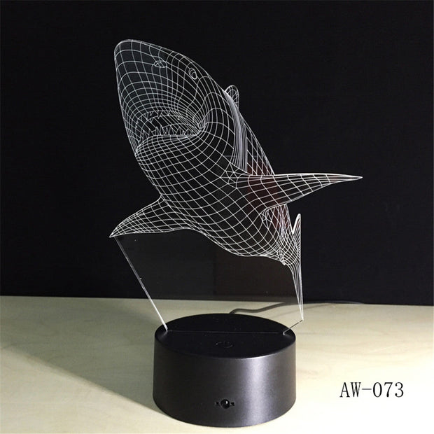 3d Led Light Night Creative Shark Kids Table Lamp Hologram Illusion Bedroom Living Room 7 Colors Usb Led Light Lamp AW-073