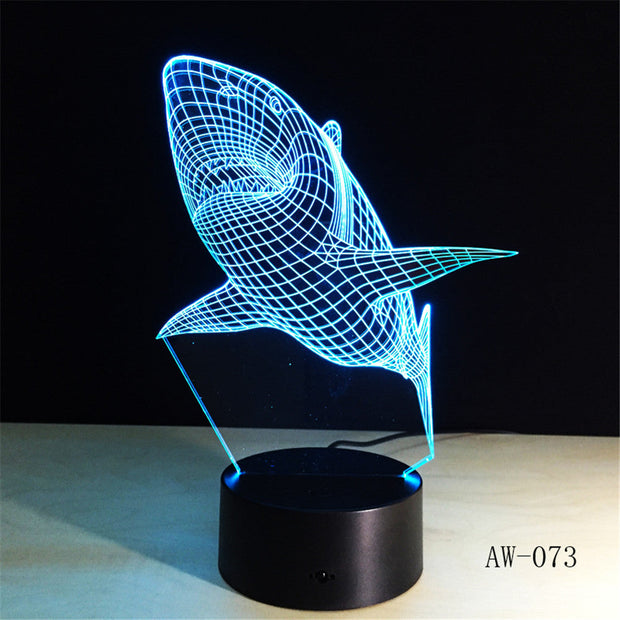 3d Led Light Night Creative Shark Kids Table Lamp Hologram Illusion Bedroom Living Room 7 Colors Usb Led Light Lamp AW-073