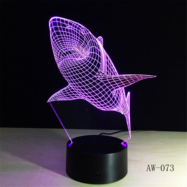 3d Led Light Night Creative Shark Kids Table Lamp Hologram Illusion Bedroom Living Room 7 Colors Usb Led Light Lamp AW-073