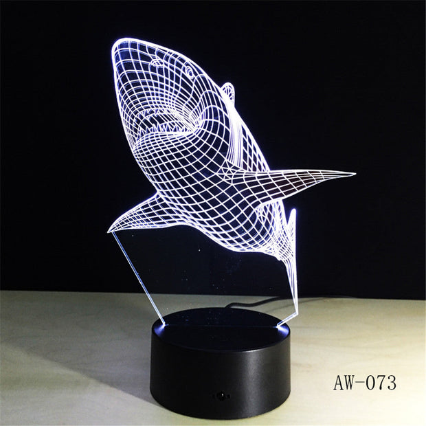3d Led Light Night Creative Shark Kids Table Lamp Hologram Illusion Bedroom Living Room 7 Colors Usb Led Light Lamp AW-073