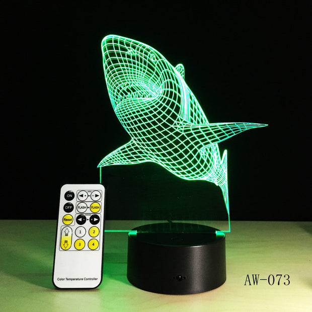 3D LED Night Lights Shark with 7 Colors Light for Home Decoration Lamp Amazing Visualization Optical Illusion Light 73