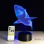 3D LED Night Lights Shark with 7 Colors Light for Home Decoration Lamp Amazing Visualization Optical Illusion Light 73
