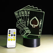 3D LED USB Lamp Magician Decoration TEXAS HOLD EM Dice Poker Spades Playing Card 7 Colors Changing RC Night Light Gift AW-087