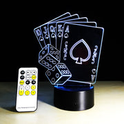3D LED USB Lamp Magician Decoration TEXAS HOLD EM Dice Poker Spades Playing Card 7 Colors Changing RC Night Light Gift AW-087