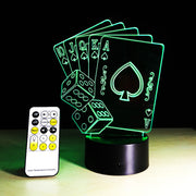 3D LED USB Lamp Magician Decoration TEXAS HOLD EM Dice Poker Spades Playing Card 7 Colors Changing RC Night Light Gift AW-087