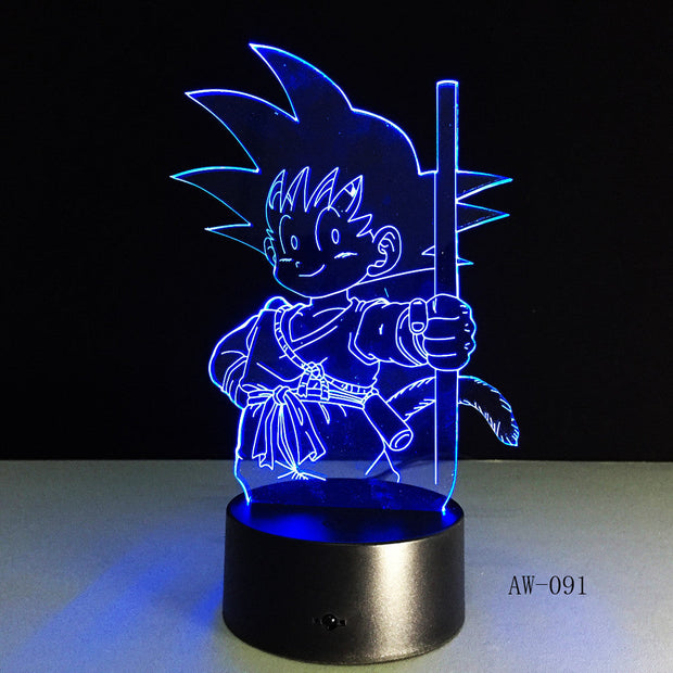 Dragon Ball Super Saiyan God Goku Action Figures 3D Illusion Table Lamp 7 Color Changing Night Light Child Kids Gifts AW-091
