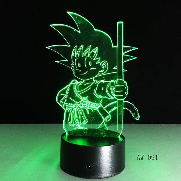 Dragon Ball Super Saiyan God Goku Action Figures 3D Illusion Table Lamp 7 Color Changing Night Light Child Kids Gifts AW-091