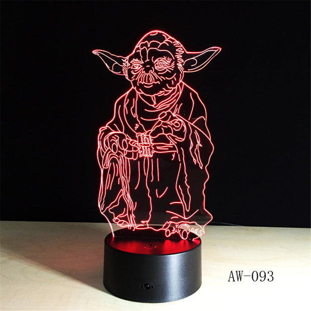 Star War Master YODA 3D LED LAMP Night Light Multicolor RGB Bulb Christmas Decorative Gift Cartoon Toys Luminaria Lava AW-093