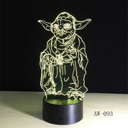Star War Master YODA 3D LED LAMP Night Light Multicolor RGB Bulb Christmas Decorative Gift Cartoon Toys Luminaria Lava AW-093