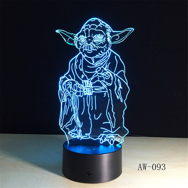 Star War Master YODA 3D LED LAMP Night Light Multicolor RGB Bulb Christmas Decorative Gift Cartoon Toys Luminaria Lava AW-093