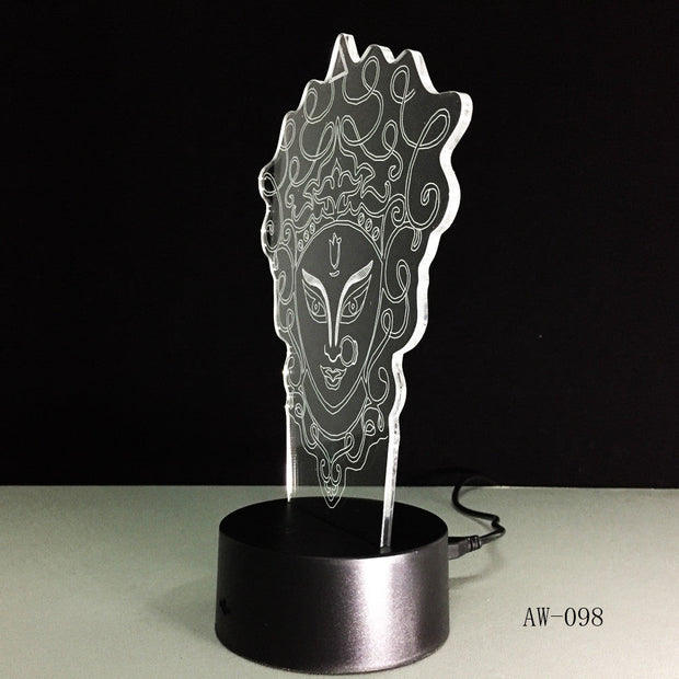 Unique Chinese Style 3D Peking Opera LED Lamp Innovative Gadget Decor 7 Colors Changing Night Light Home lighting RC Gift AW-098