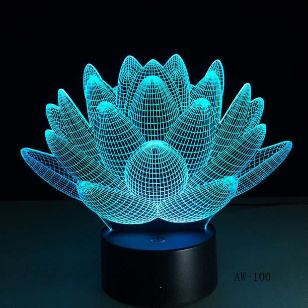 USB LED Lotus Flower Night Light 3D 7 Colors Christmas Gifts Mood Lamp Touch Kids Living/Bedroom Desk Sleeping Light AW-100