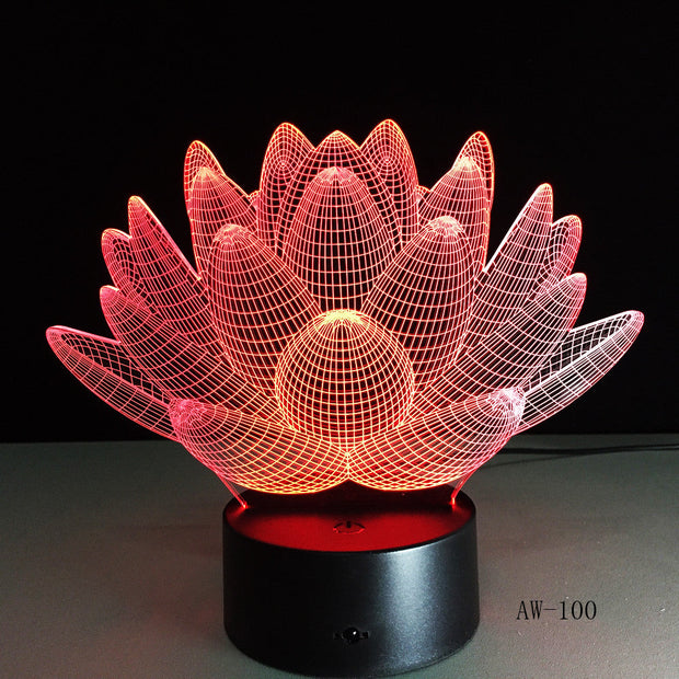 USB LED Lotus Flower Night Light 3D 7 Colors Christmas Gifts Mood Lamp Touch Kids Living/Bedroom Desk Sleeping Light AW-100