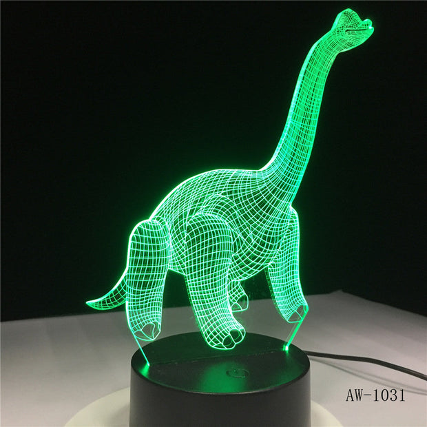3D Illusion Led Lamp Brontosaurus Diplodocus Dicraeosaurus Isisaurus Thecodontosaurus Dinosaur 7 Color Lamp Boys Gifts AW-1031