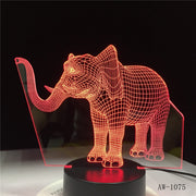 Long Nose Elephant 3D LED Night Lights LED Animal Lamp 7 Colorful Changing LED Touch Table Lamp Kids Birthday Gift AW-1075