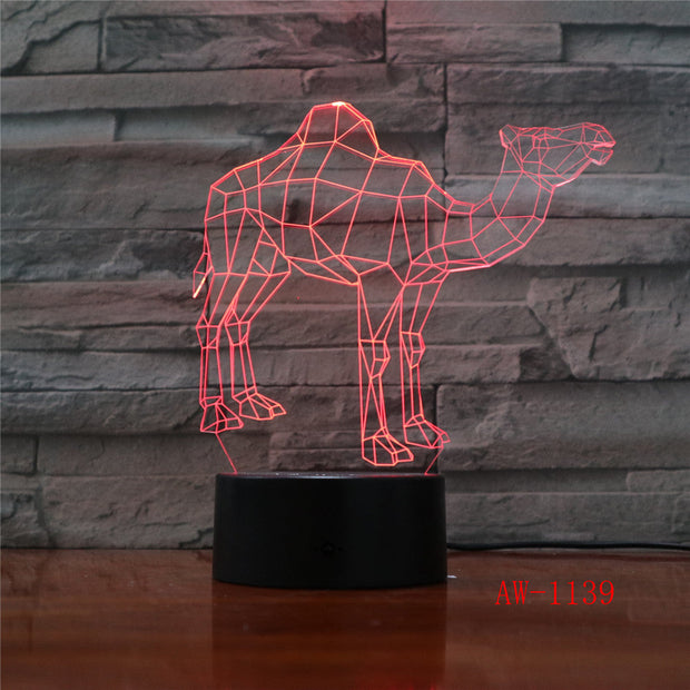 7 Color Desert Camel 3D Lamp Visual Led Night Light Luminaire With Remote Touch Decor Lampada as Baby Mood Lamp AW-1139