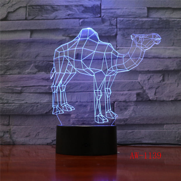 7 Color Desert Camel 3D Lamp Visual Led Night Light Luminaire With Remote Touch Decor Lampada as Baby Mood Lamp AW-1139