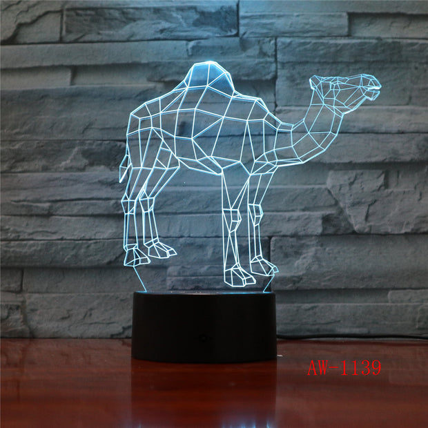 7 Color Desert Camel 3D Lamp Visual Led Night Light Luminaire With Remote Touch Decor Lampada as Baby Mood Lamp AW-1139