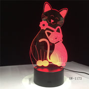 3D Cosy Lying Down Leisure Cat LED Night Light USB Touch 7 Colorful Light Children Bedroom Lamp Baby Kids Party Gifts AW-1173
