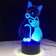 3D Cosy Lying Down Leisure Cat LED Night Light USB Touch 7 Colorful Light Children Bedroom Lamp Baby Kids Party Gifts AW-1173