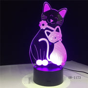 3D Cosy Lying Down Leisure Cat LED Night Light USB Touch 7 Colorful Light Children Bedroom Lamp Baby Kids Party Gifts AW-1173