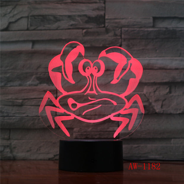 3D USB Children'S Bedside Sleep Led Decoration Creative Night Lights 7 Colors Visual Crab Table Lamp Lighting Toy Gifts AW-1182