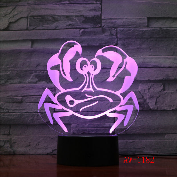 3D USB Children'S Bedside Sleep Led Decoration Creative Night Lights 7 Colors Visual Crab Table Lamp Lighting Toy Gifts AW-1182