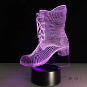 3D Shoes Boot LED USB Night Light Desk Lamp Controller Battery Powered Switch 7 Color Change Home Decor Gifts Toy AW-131