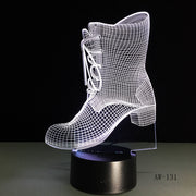 3D Shoes Boot LED USB Night Light Desk Lamp Controller Battery Powered Switch 7 Color Change Home Decor Gifts Toy AW-131