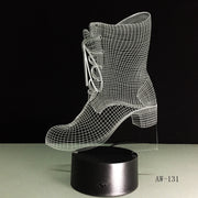 3D Shoes Boot LED USB Night Light Desk Lamp Controller Battery Powered Switch 7 Color Change Home Decor Gifts Toy AW-131