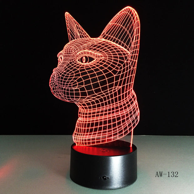 3D Night Light Lamp Dog Kids Toy LED Remote Touch Table Lamp 7 Color Flashing LED Light Christmas Decorations For Home AW-132