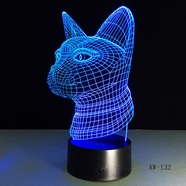 3D Night Light Lamp Dog Kids Toy LED Remote Touch Table Lamp 7 Color Flashing LED Light Christmas Decorations For Home AW-132