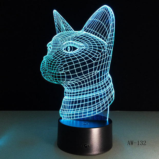 3D Night Light Lamp Dog Kids Toy LED Remote Touch Table Lamp 7 Color Flashing LED Light Christmas Decorations For Home AW-132