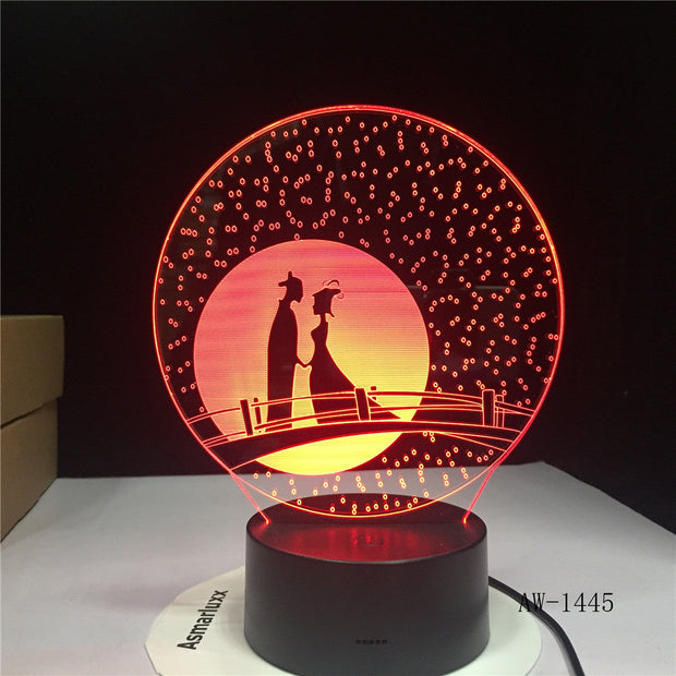 Unique Gifts Romantic Love Fairytale 3D Led Night Light 7 Color Change Novelty Table Lamp Home Decor Bedside LED Lamp AW-1445