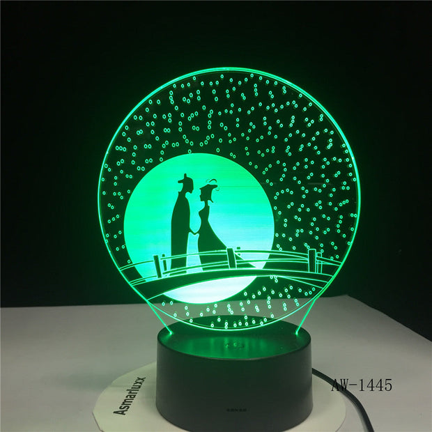 Unique Gifts Romantic Love Fairytale 3D Led Night Light 7 Color Change Novelty Table Lamp Home Decor Bedside LED Lamp AW-1445