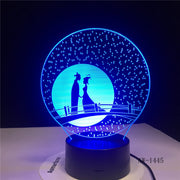 Unique Gifts Romantic Love Fairytale 3D Led Night Light 7 Color Change Novelty Table Lamp Home Decor Bedside LED Lamp AW-1445